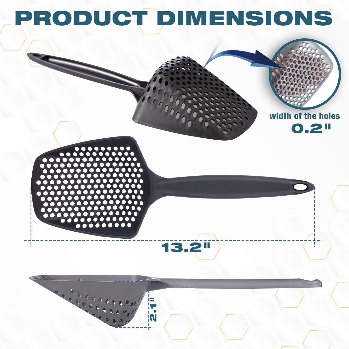 Set of 1 Cat Litter Scoop with Small Holes, Deep Sifting Shovel for Fine Litter, Reptile Terrarium Sand & Rabbit Pooper Lifter, Hanging Handle Poop Scooper (Gray, Set of 1)