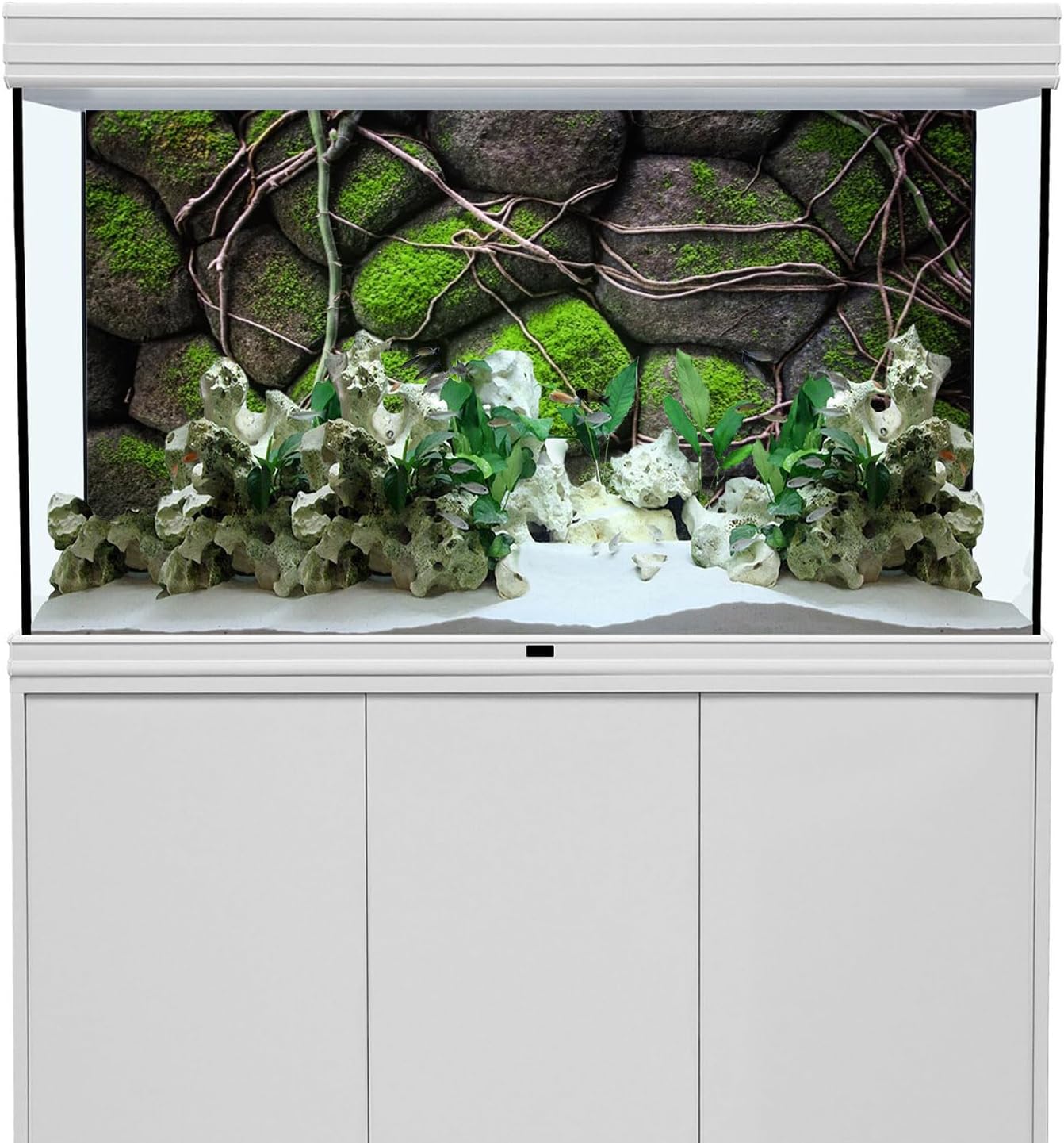 AWERT 48x18 inches Stone Aquarium Background Rock Fish Tank Background Rocky Terrarium Background Vinyl