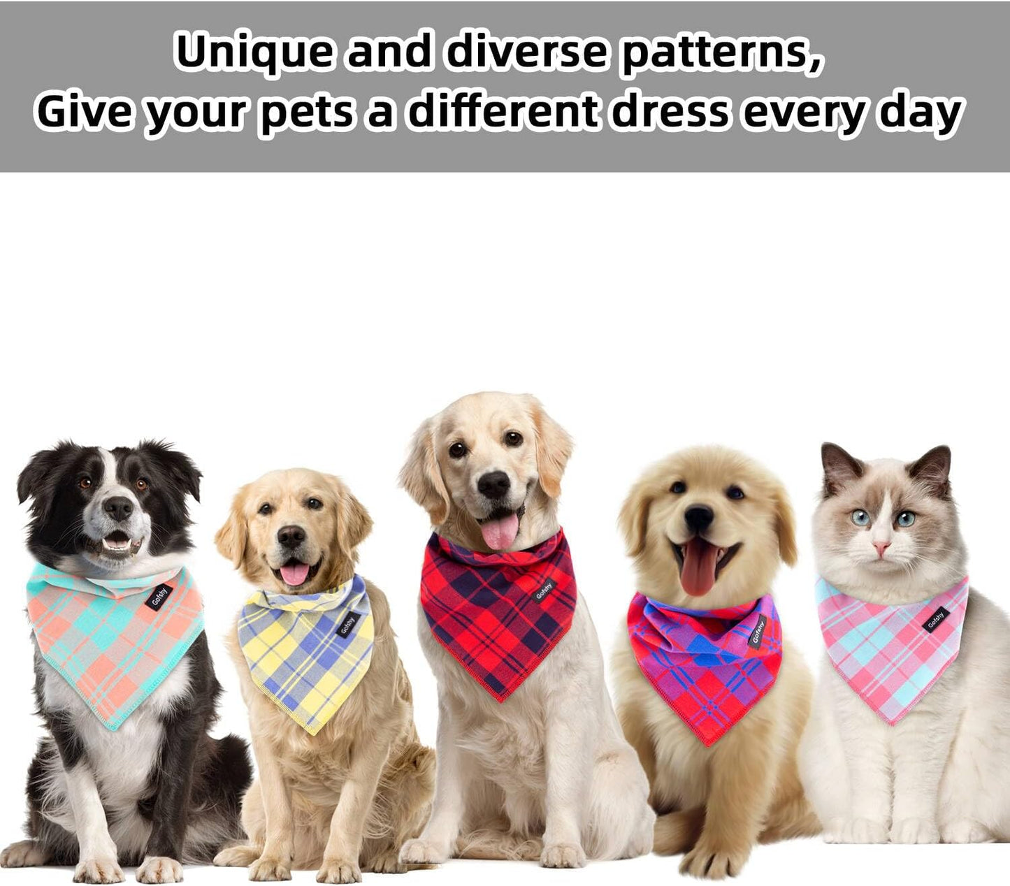 Spring Dog Bandana Large-Dog Scarf Vibrant Color Orange Green Plaid Printing Adjustable Bib Handkerchief Accessories for Small Dogs Cats (S)