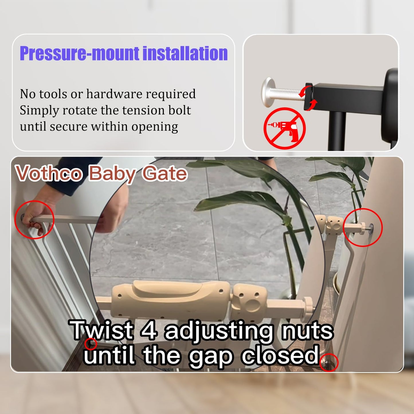 Wide Baby Gate 67-71.5 Inch Heavy Duty Steel Safety for Stairs, Pressure-Mounted Indoor Dog, No Drilling, Modern Home Design, Black