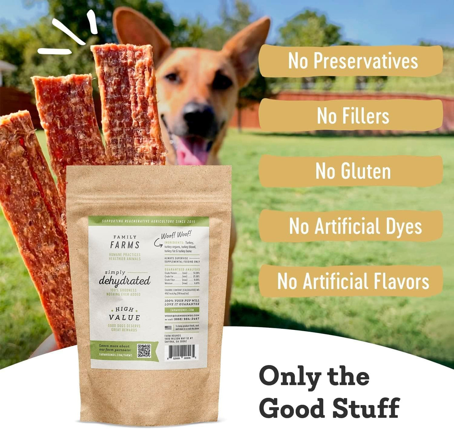 Farm Hounds - Turkey Strips - Premium Natural Jerky for Dogs - from 100% Humanely Raised Turkey - Break-to-Size - Great for Training & Treats - No Added Fillers - Made in USA - 4.5 oz - 2 Pack