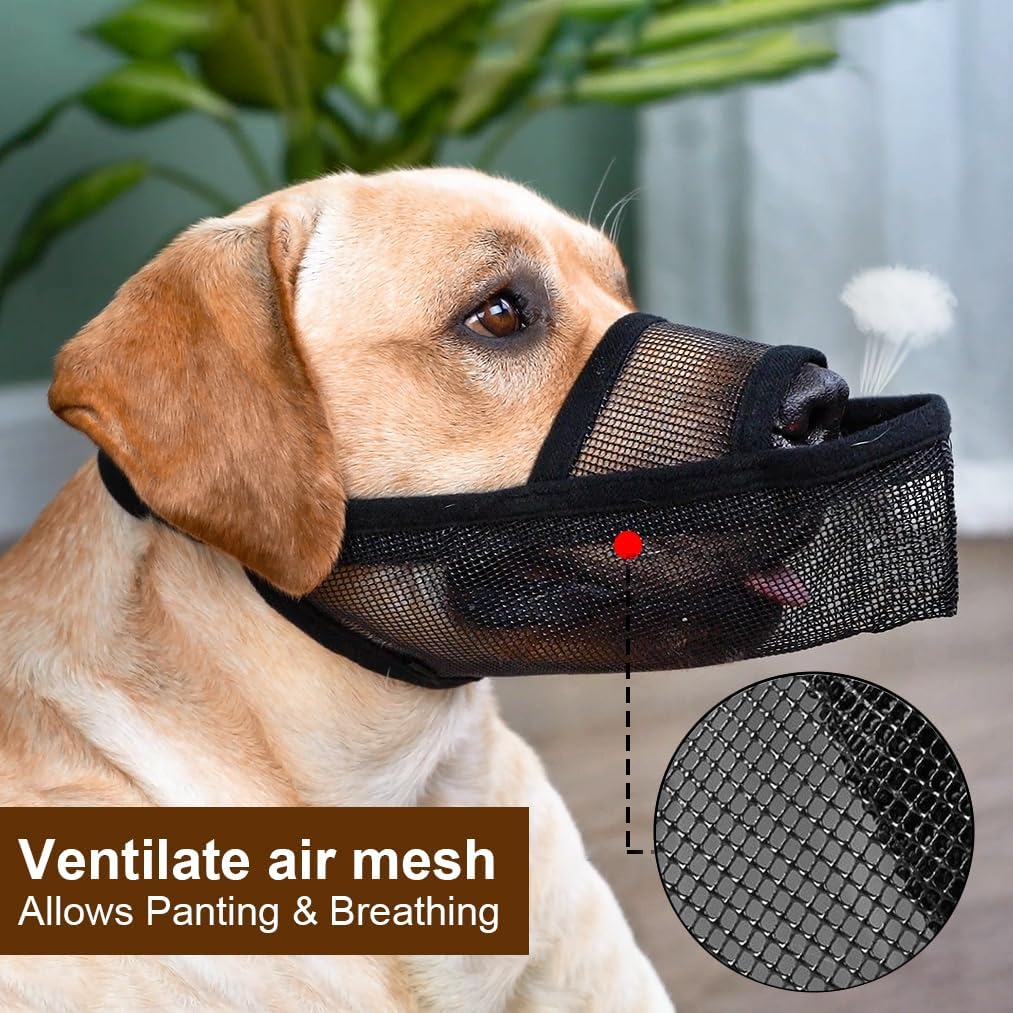 Crazy Felix Nylon Dog Muzzle for Small Medium Large Dogs Dachshund Beagle Poodle Labrador, Air Mesh Breathable and Drinkable Pet Mouth Guard for Anti-Biting Chewing Scavenging (XXS, Black)