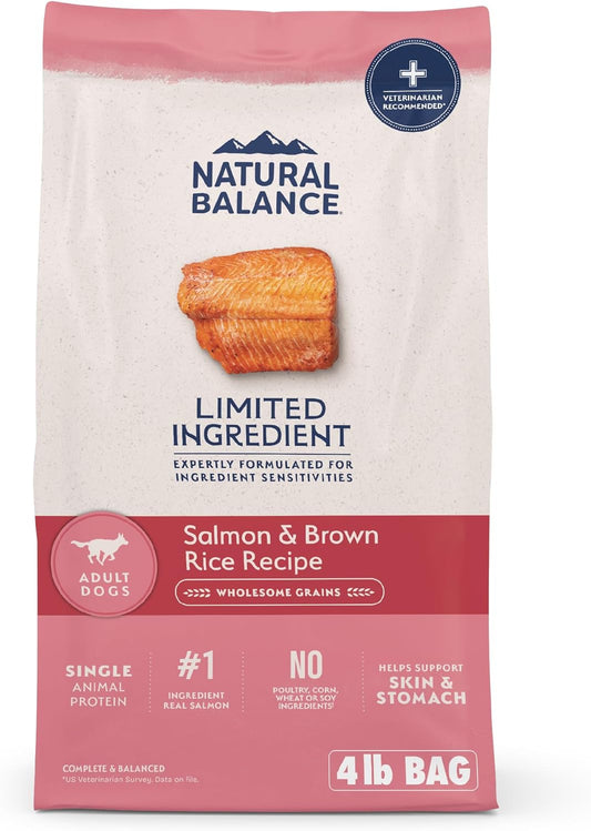 Natural Balance Limited Ingredient Adult Dry Dog Food with Healthy Grains, Salmon & Brown Rice Recipe, 4 Pound (Pack of 1)