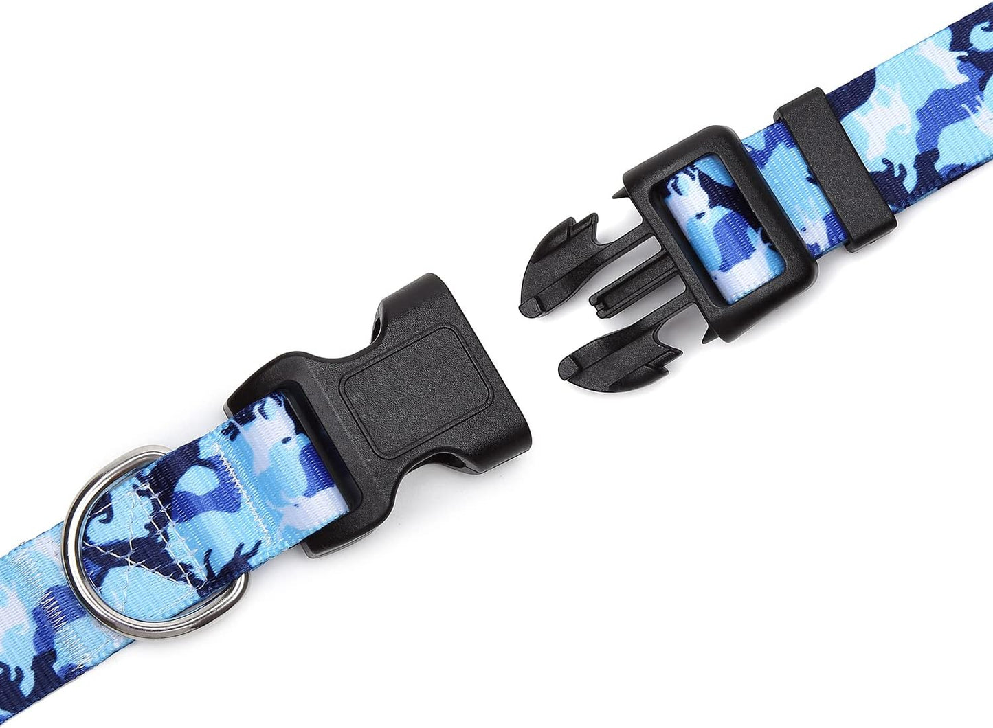 Mercano Adjustable Dog Collar - Special Design Patterns, Soft Nylon Comfortable Durable Pet Collar for Small Medium Large Dogs (S, Dog Camouflage Blue)