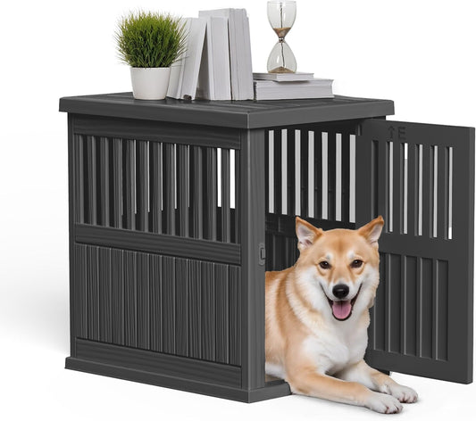 Dog House - Resin Outdoor Dog Kennel with Ventilated Design, Waterproof Dog Bed Shelter for Backyard, Garden & Patio