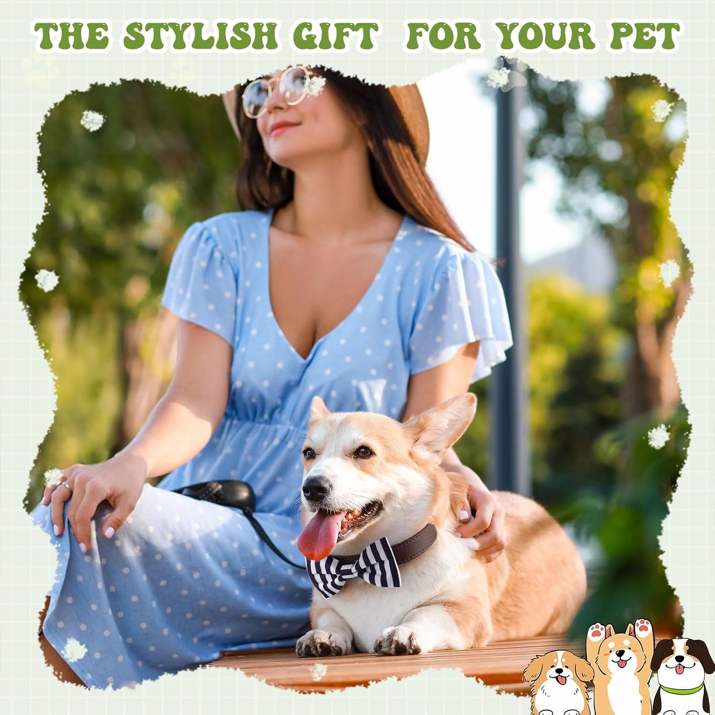 Reginary 50 Pieces Dog Bow Ties Pet Collar Bow Puppy Collar Attachment with Rubber Bands for Small Medium Cat Pet Grooming Charms Accessories Wedding Birthday Occasion(Stripe Style)