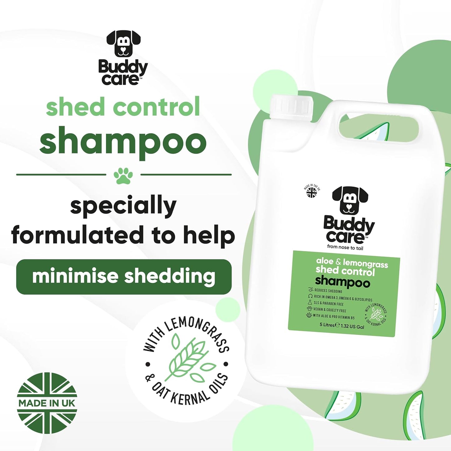 Shed Control Dog Shampoo Aloe & Lemongrass Scented | with Aloe Vera and Pro Vitamin B5 (169.07oz)