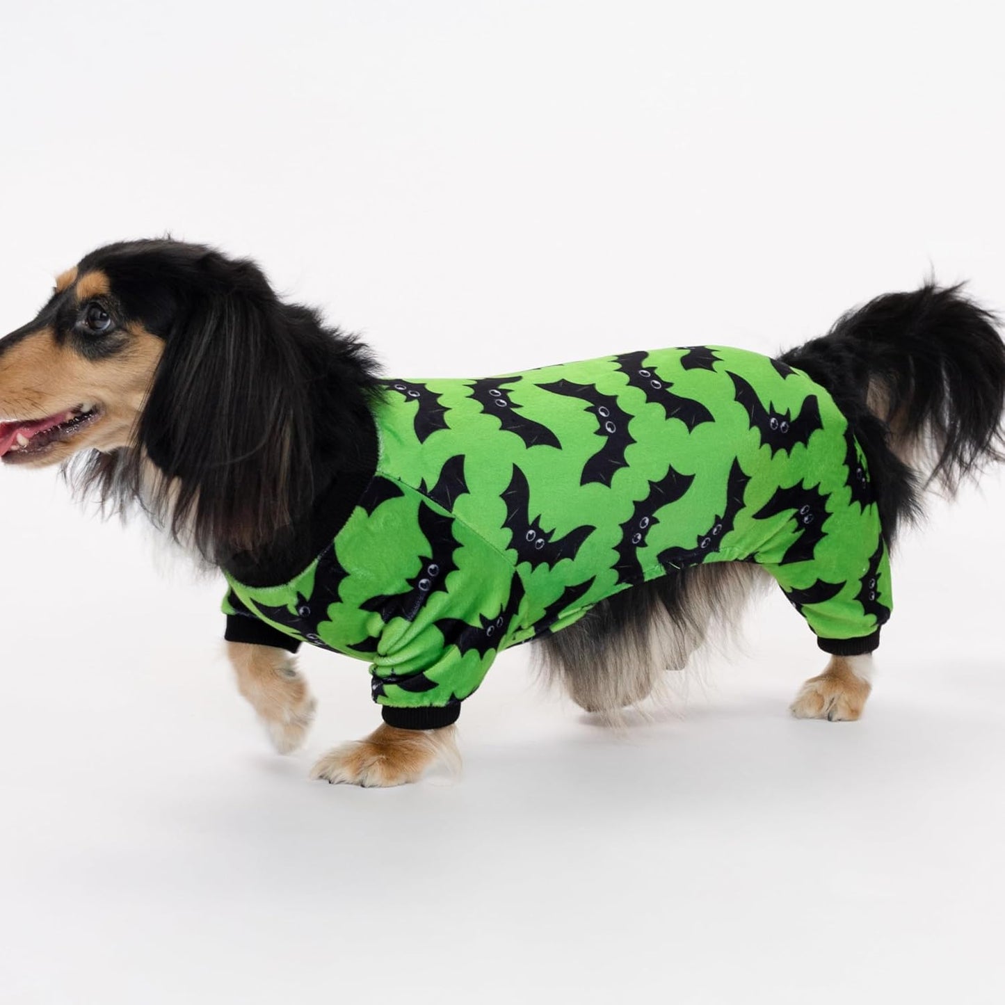 Fitwarm Halloween Bat Dog Pajamas, Funny Costumes for Small Dogs Boy Girl, Pet Outfit, Lime Green, Black, Medium