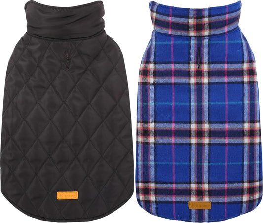 Kuoser Warm Dog Coat, Waterproof Dog Coats for X-Small Dogs, Adjustable Durable Doggie Winter Jacket Reversible Cozy Puppy Cold Weather Apparel from Small to Large Breed, Navy XS