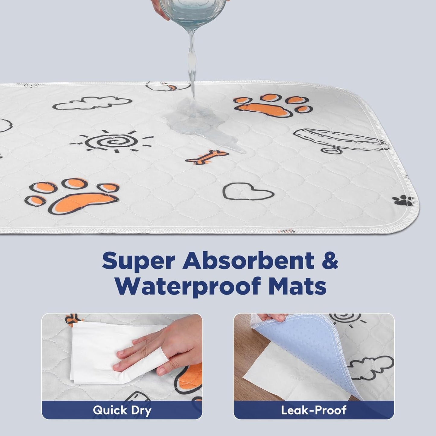 Washable Pee Pads for Dogs, 2 Pack Large 36"x41" Super Absorbent Reusable Training Pads, 100% Waterproof Non-Slip Puppy Whelping Playpen Indoor Mat Pet Supplies