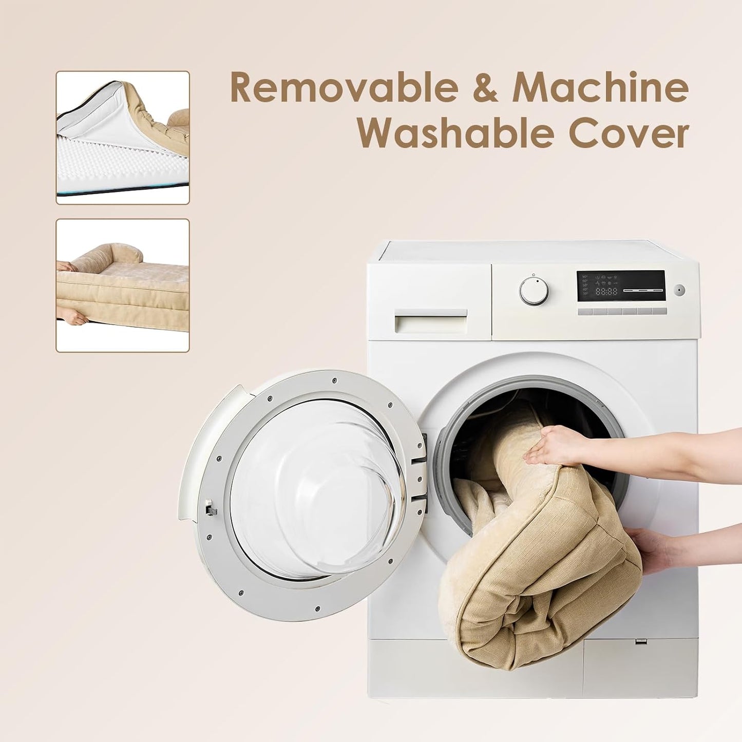 EHEYCIGA Orthopedic XL Dog Beds, Waterproof Memory Foam Dog Bed for Extra Large Dogs, Non-Slip Bottom and Egg-Crate Foam Big Pet Couch Bed with Washable Removable Cover, Graige