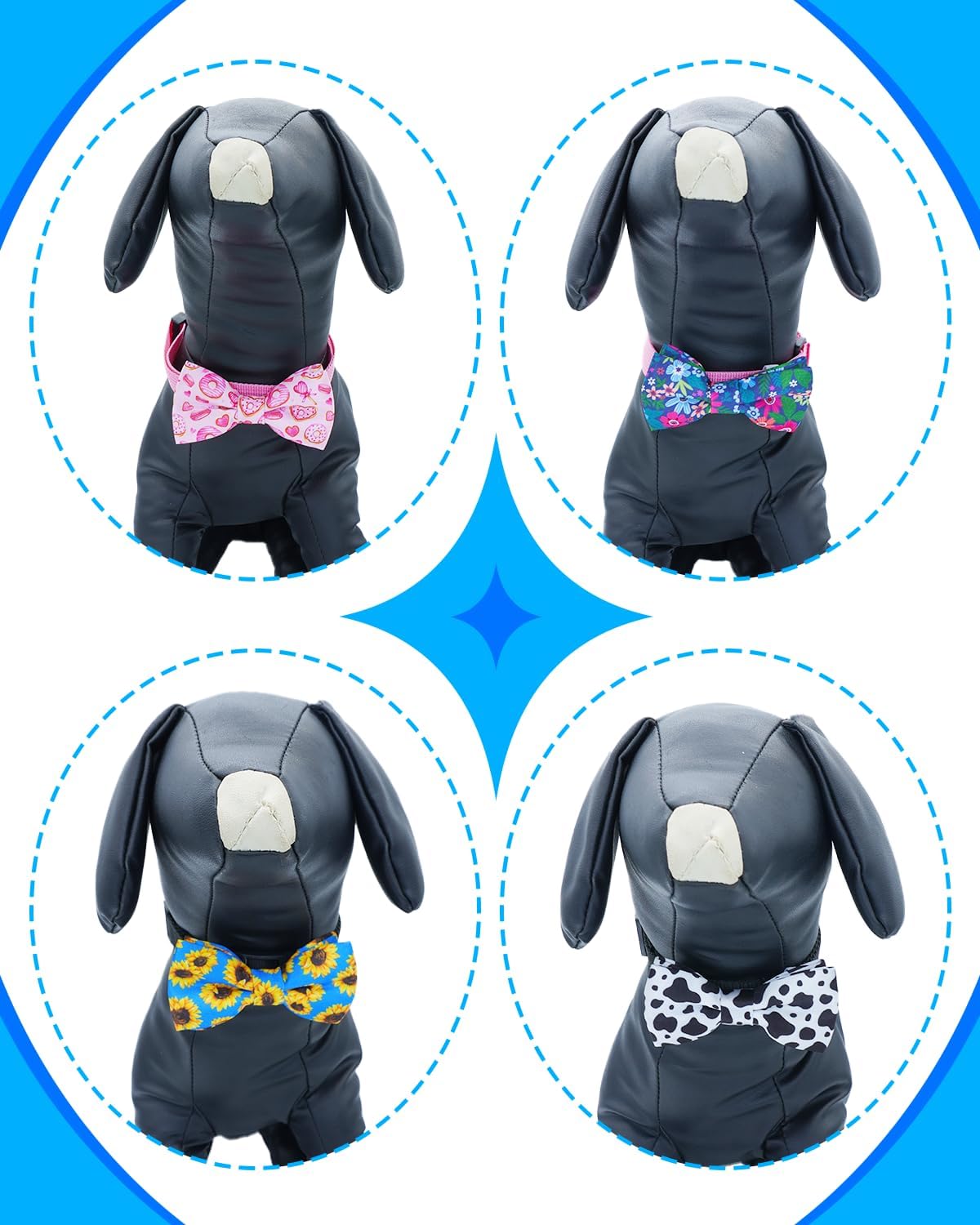 PET SHOW 10 Pack Small Dog Bow Ties Sliding Collar Attachments Puppy Cats Daily Bowties for Medium Dogs Multiple Styles Cute Summer Bowknots Wedding Party Holiday Pet Grooming Accessories(Small)
