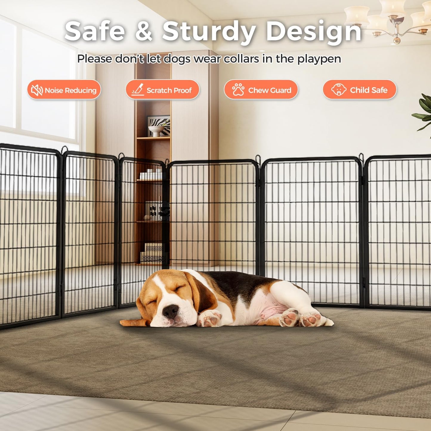 32 Inch Dog Playpen - 16 Panels Metal Pet Exercise Pen for Small-Medium Dogs, Indoor/Outdoor Dog Fence for Yard, Garden, Camping & RV Travel