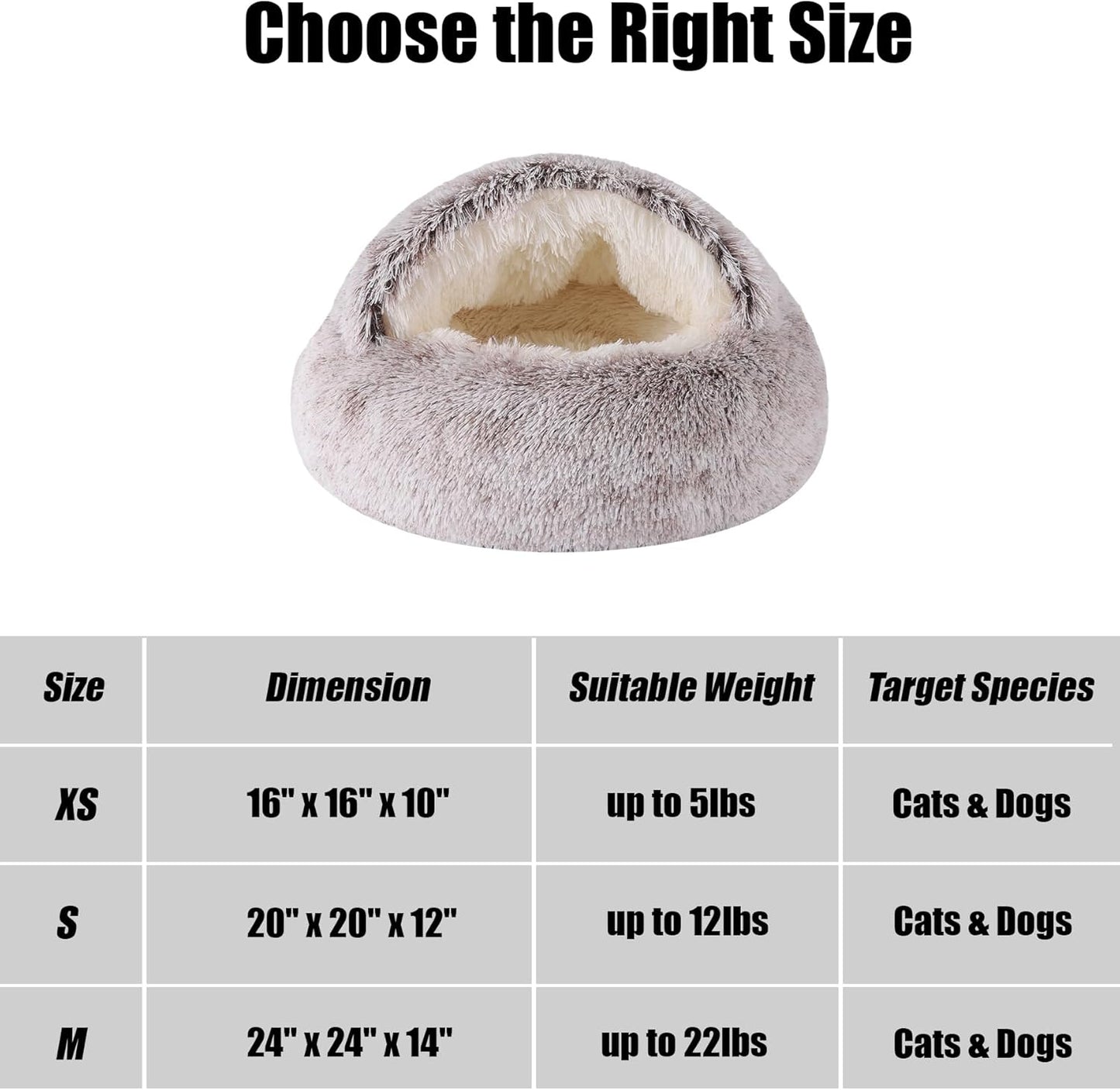 HYQ Small Dog Bed, Cat Beds for Indoor Cats Washable, Cozy Cat Cave Bed, Non-Slip Cat Beds, Calming Dog Bed with Hooded Cover, Dog Bed with Cover for Small Medium Pets (Coffee, 20×20 Inch)