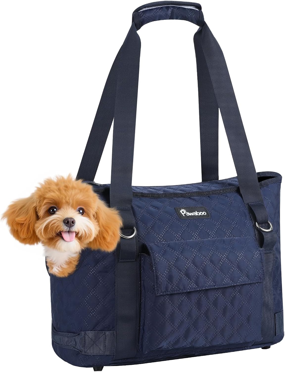 Pawaboo Dog Purse Carrier for Small Dogs with Pocket, Lightweight Dogs and Puppies Tote Bag Carrier, Dog Carriers Soft Sided for Puppy Cat Rabbit, Shopping Travel Puppy Carriers Under 11 LBS,Navy Blue