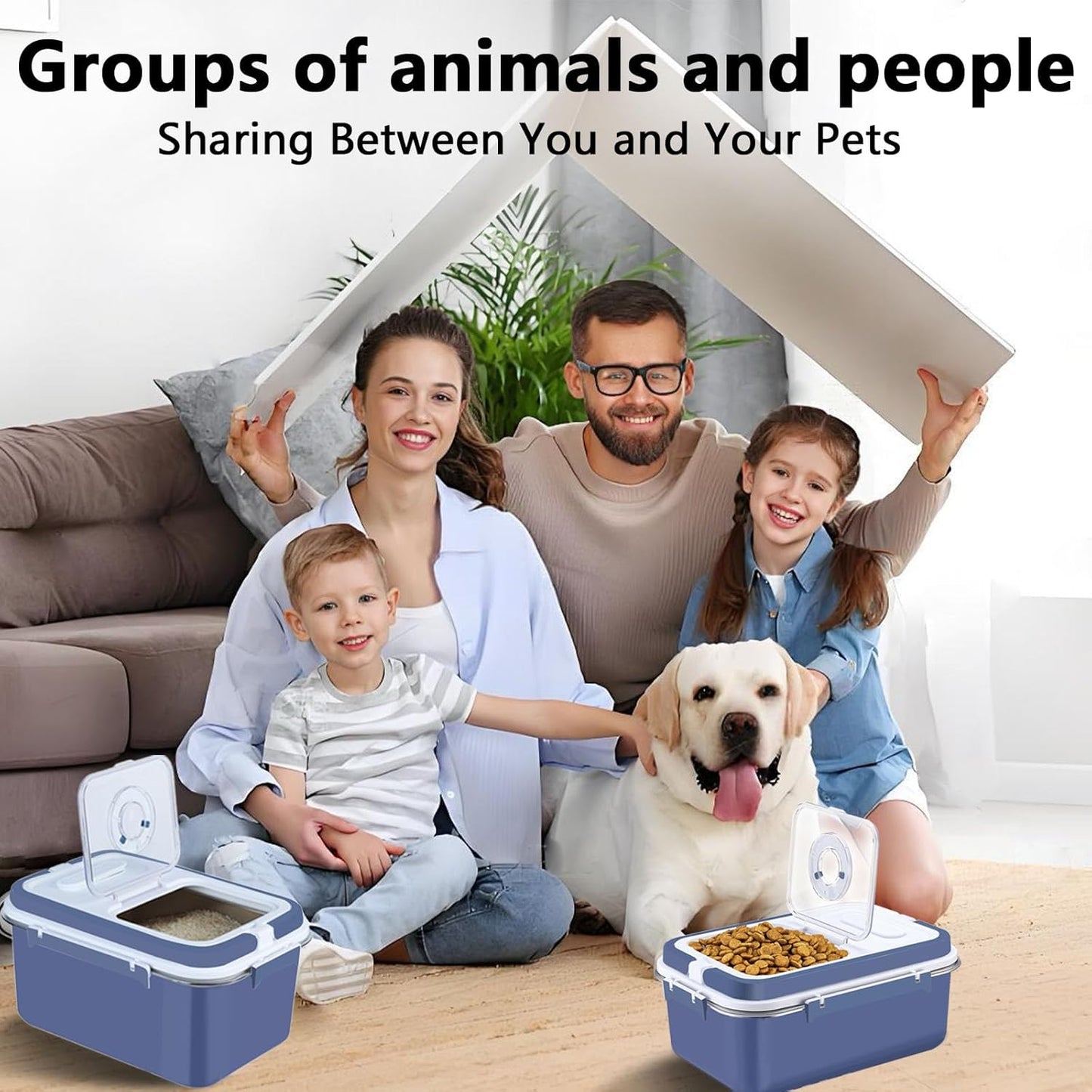 Sanbo Dog Food Storage Container Stainless Steel with Scoop, Airtight Pet Metal Food Storage Bin,Cat Food Canister,Storage Box with Date Tracker for Kitchen (Blue, 10L)