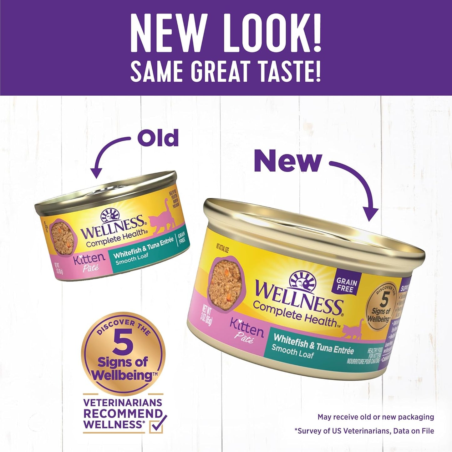 Wellness Complete Health Pate Kitten Wet Cat Food Canned Food, Natural, Protein-Rich, Grain Free, 3 Ounce Cans, 24 Pack, (Whitefish & Tuna)