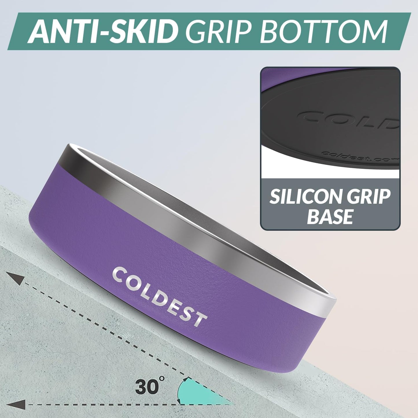 Coldest Dog Bowl - Anti Rust Metal, Non Slip, 3 Layers Insulated Stainless Steel Dog Bowls - Spill Proof & Heavy Duty - Water Bowl for Dogs, Cats & Pets, Dish Washer Safe (42 oz, Galaxy Purple)