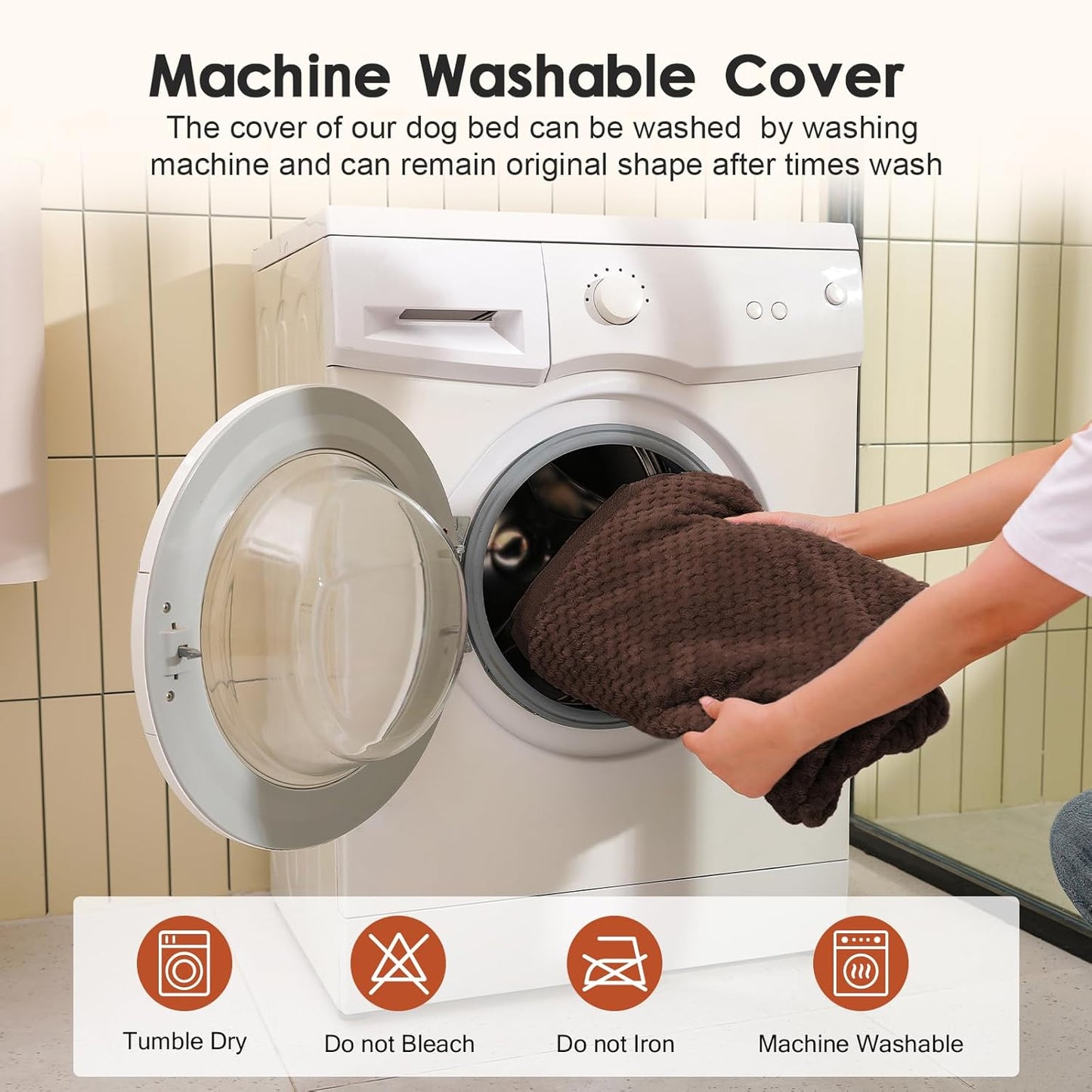 Orthopedic Dog Bed, 3 Inch Memory Foam Dog Beds for Large Dogs, Washable Removable Cover, Nonskid Bottom, Waterproof Pet Couch for Indoor, Outdoor or Car Use, 44x32 Inches XXL Brown Grey