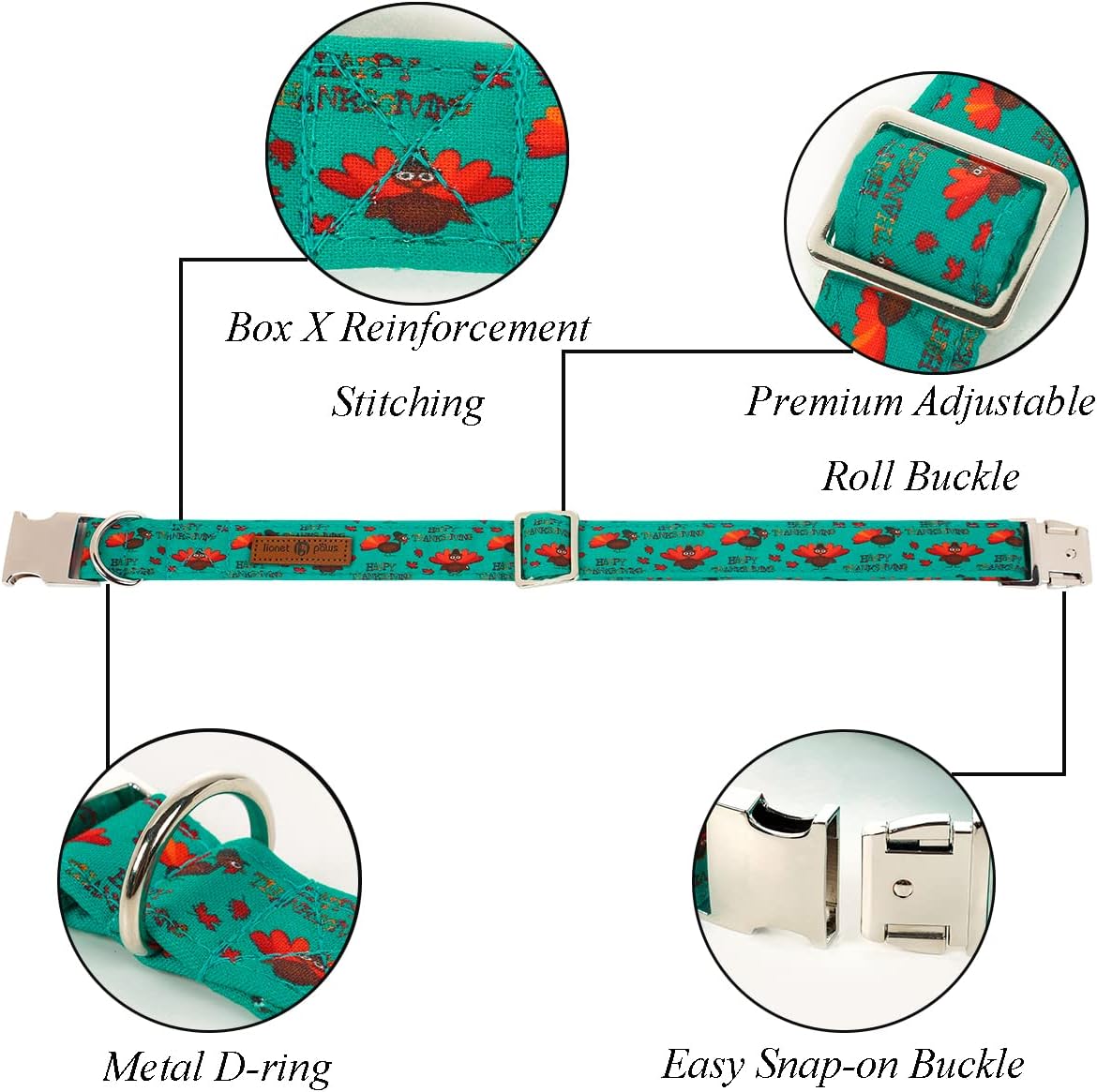 Lionet Paws Thanksgiving Day Dog Collar with Bowtie, Dog Bowtie Collar with Metal Buckle for Dogs and Cats, Adjustable Comfortable Turkey Dog Collar Girl Boy Gift, S, Neck 10-16 in