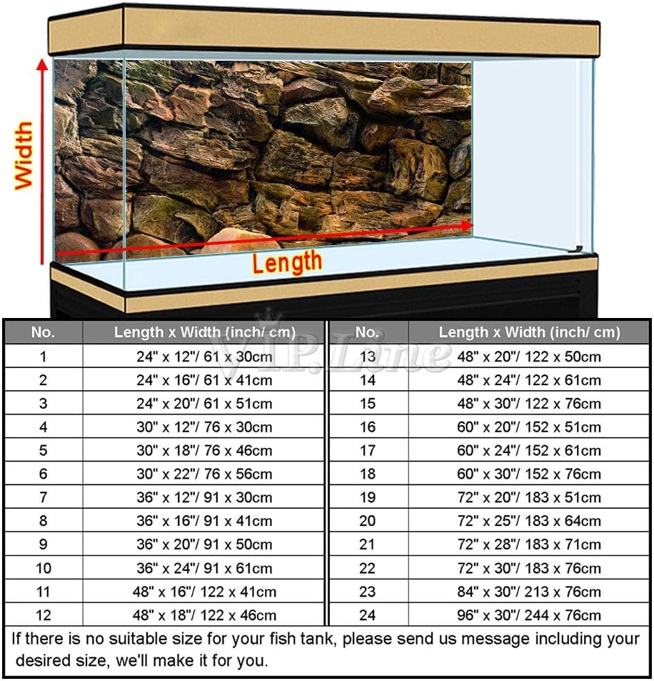 Rock Wall Aquarium Background Poster PVC Fish Tank Decor Landscape 24 36 48 72 (30" x 18"/ 76 x 46cm)