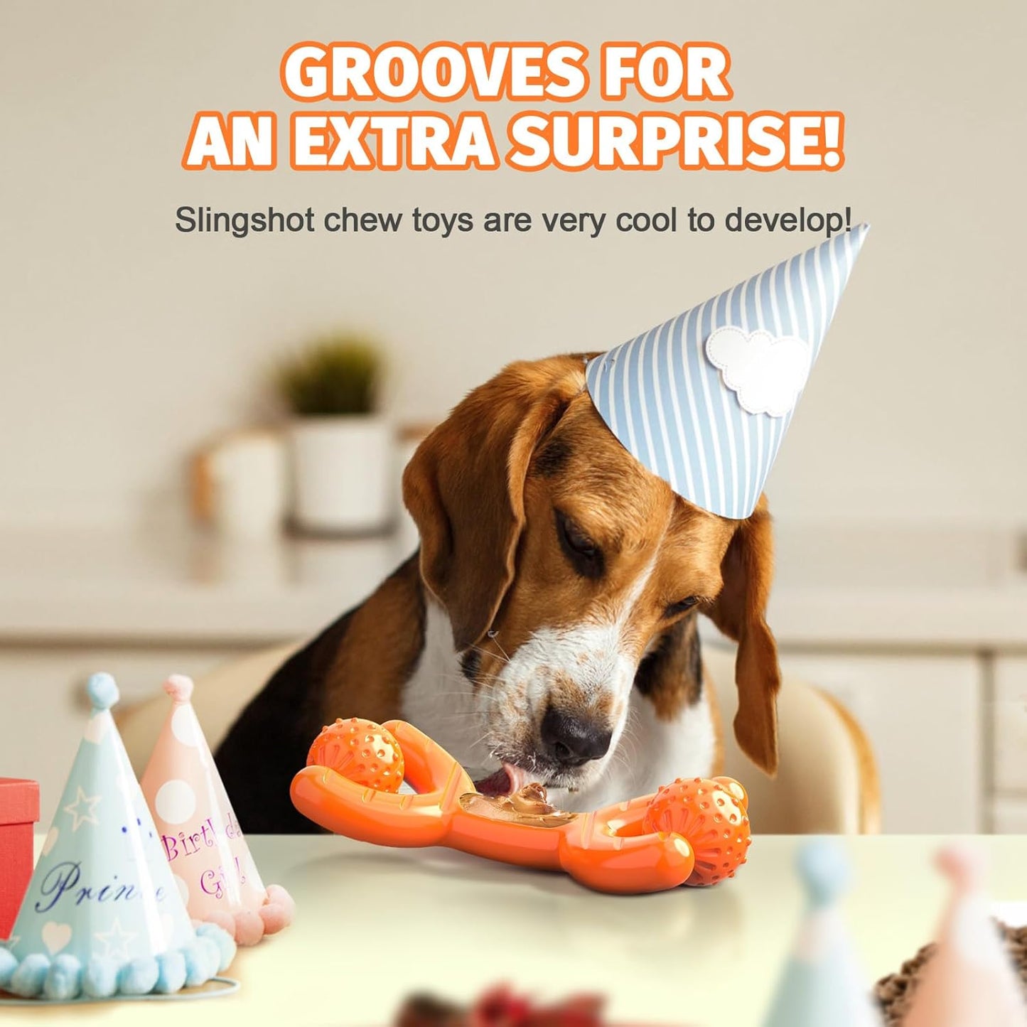 Indestructible Dog Toys for Aggressive Chewers - Heavy Duty Chew Proof Durable Toy for Large Breed Dogs, Interactive Tough Nylon Bone for Boredom Relief & Mental Stimulation,Orange