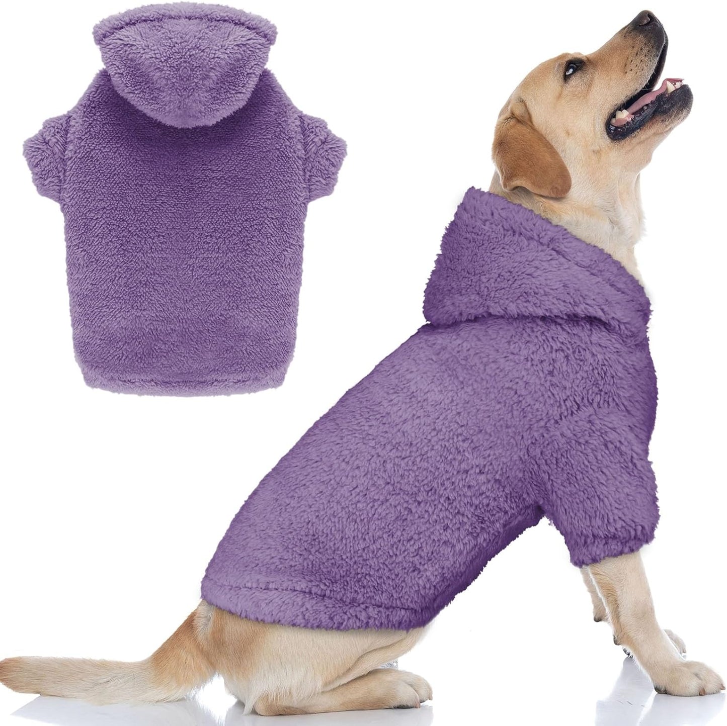Fuzzy Dog Sweaters for Large Dogs Pet Hoodie Clothes Warm Soft Pet Coats Hooded Sweatshirt Dog Sweaters for Extra Large Dogs(Purple-XL)