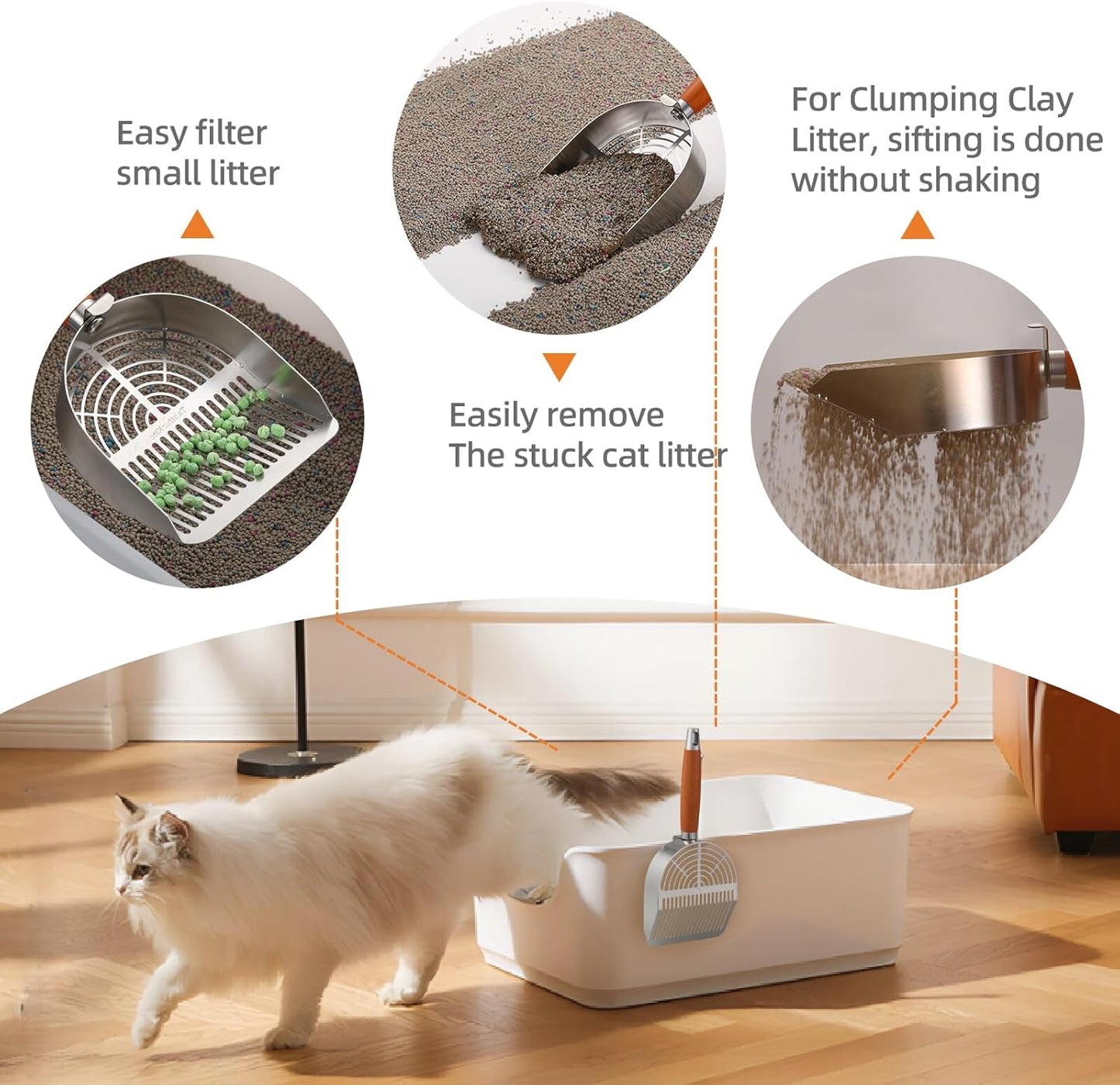 Stainless Steel Extra Thick Cat Litter Scoop (Optional Holder) (Extra Thick Scoop only)