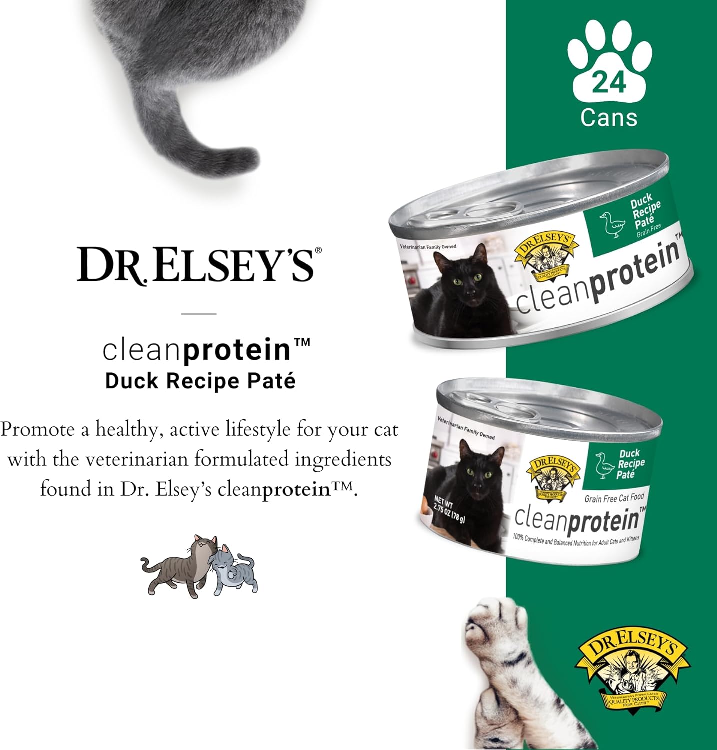 Dr. Elsey's cleanprotein Duck Recipe Wet Cat Food Case of 24, 2.75 oz Canned Food
