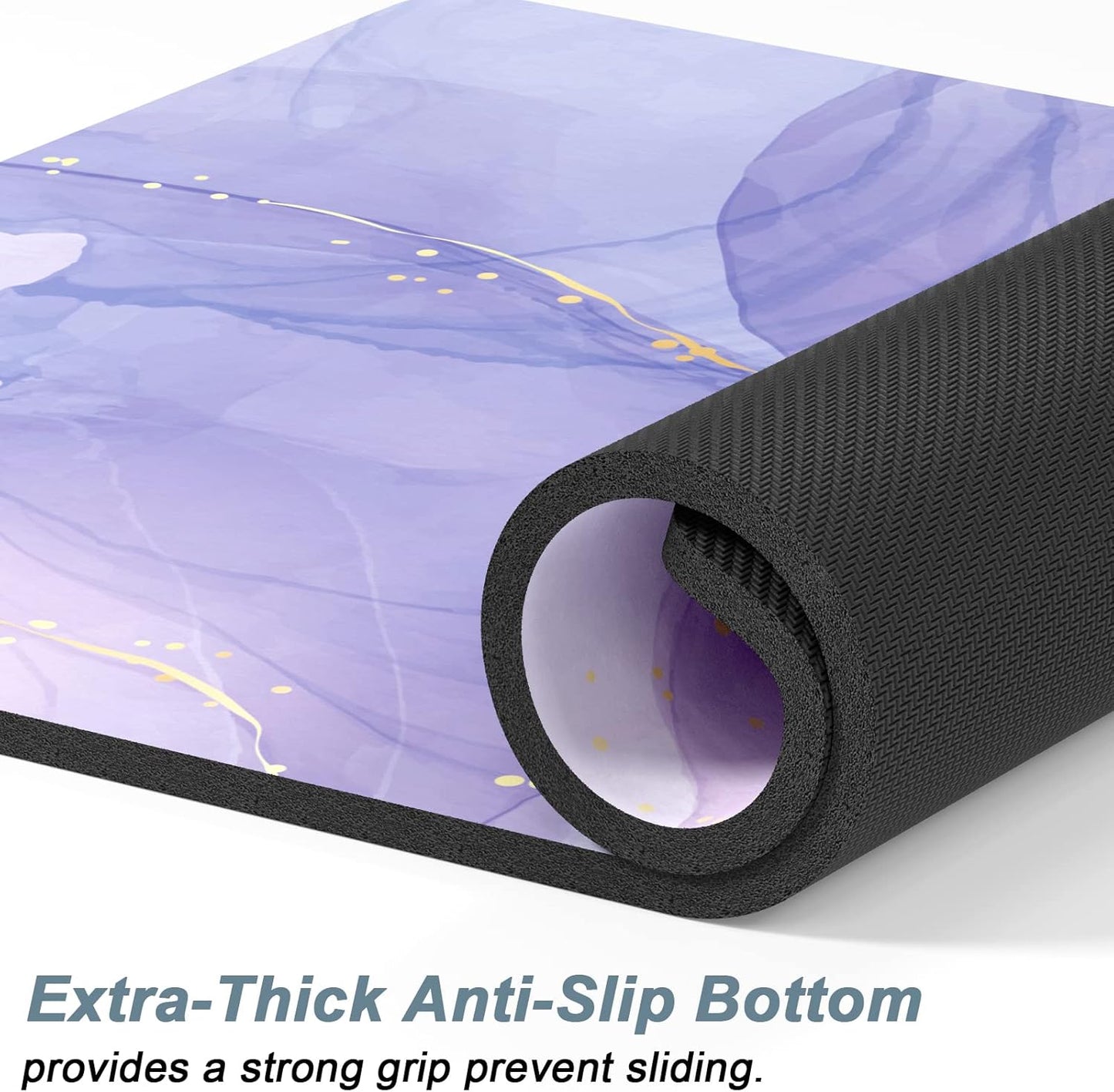 Rnivvi Dog Food Mat, 16" x 24" Marble Absorbent Dog Cat Bowl Mat for Food and Water, Cute Anti-Slip Rubber Pet Feeding Rug Protect Floors, Puppy Placemat for Feeding & Watering Supplies, Purple