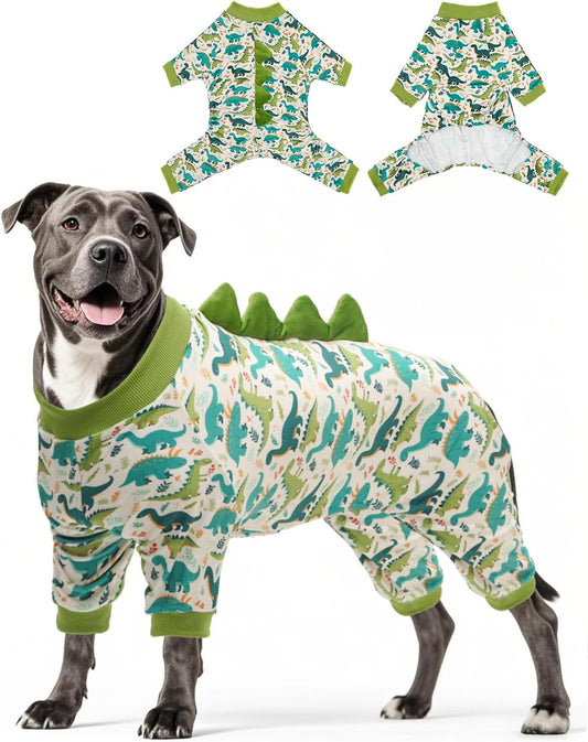 CuteBone Dinosaur Costume Dog Pajamas, Stretchy Spandex Crystal Velvet Sleepwear Coat for Small Dogs, Soft & Warm Pet Outfit Clothes for Cold Weather, Cozy Pullover Design COSP05-3XL