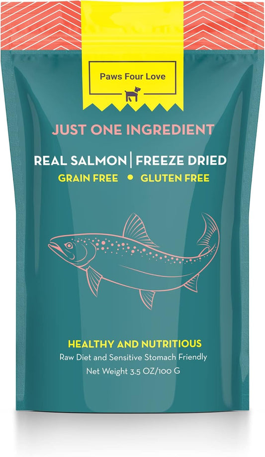 Organic Freeze Dried Dog & Cat Treats - Single Ingredient, Grain Free Food Toppers for Healthy Pets, No Fillers or Preservatives (3 Bag, Salmon)