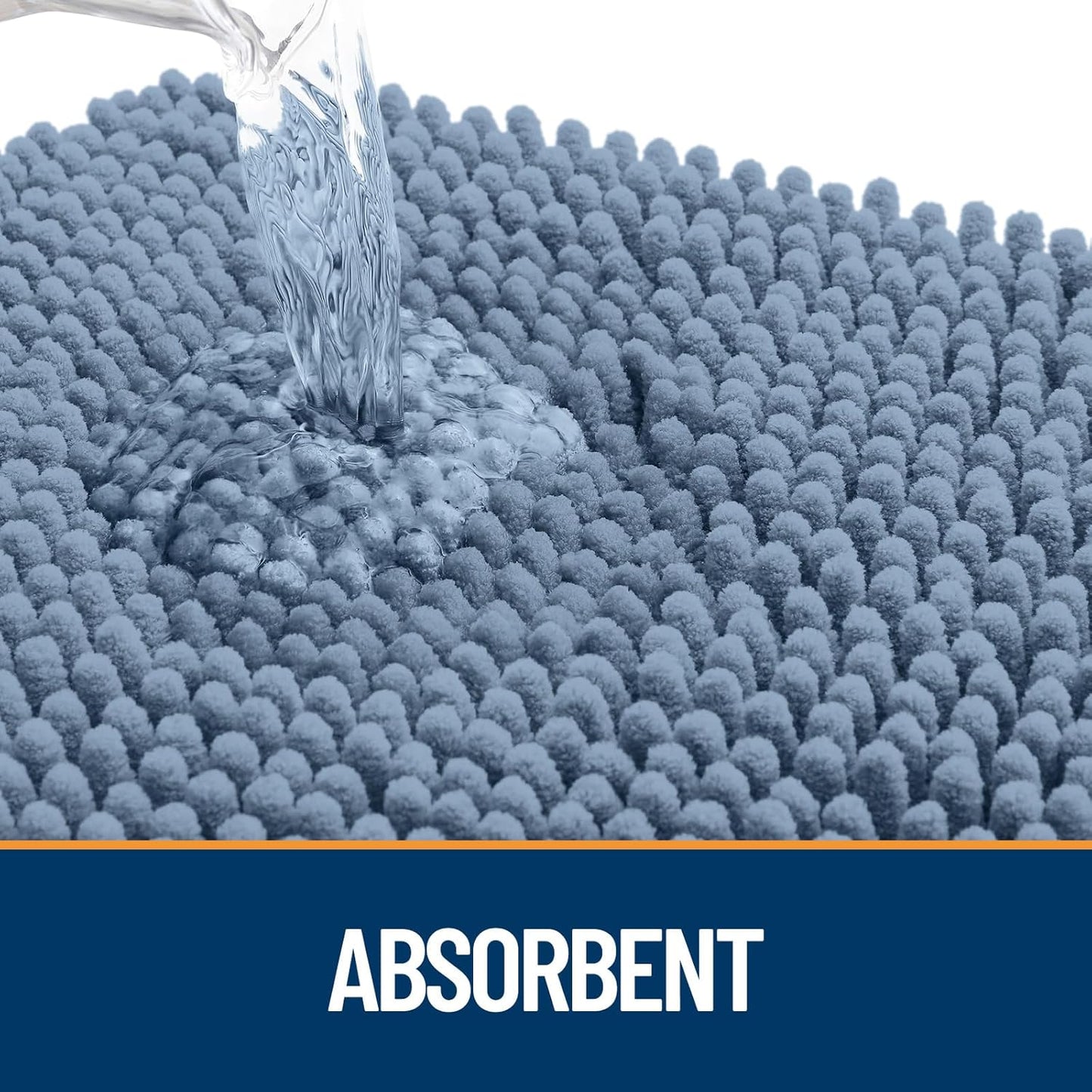 OLANLY Dog Door Mat for Muddy Paws 47x24, Absorbs Moisture and Dirt, Absorbent Non-Slip Washable Doormat, Quick Dry Chenille Mud Mat for Dogs, Entry Indoor Entryway Carpet for Inside Floor, Airy Blue