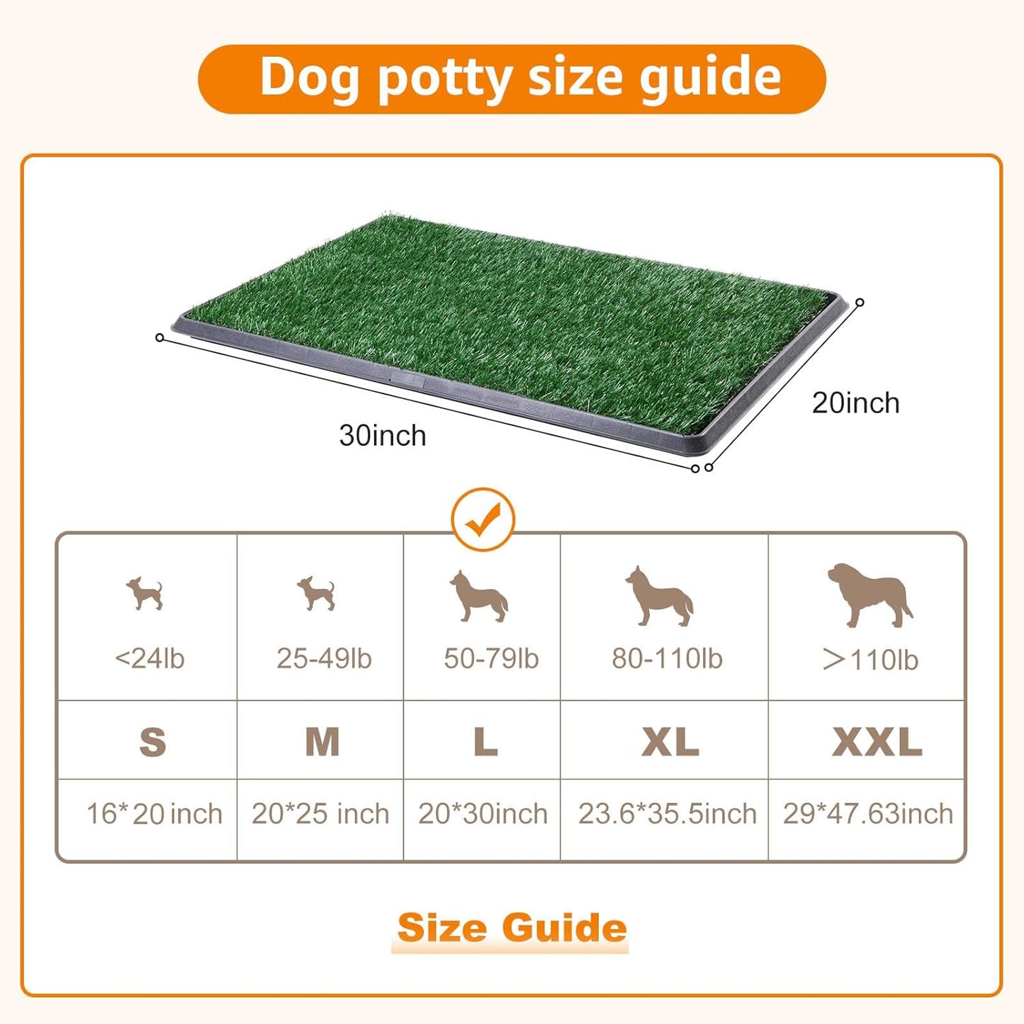 LOOBANI Dog Grass Pad with Tray - Dog Litter Box - Indoor Potty for Apartment and Patio Training - with 2 Packs Grass Pee Pads for Replacement, 20×30 Inch