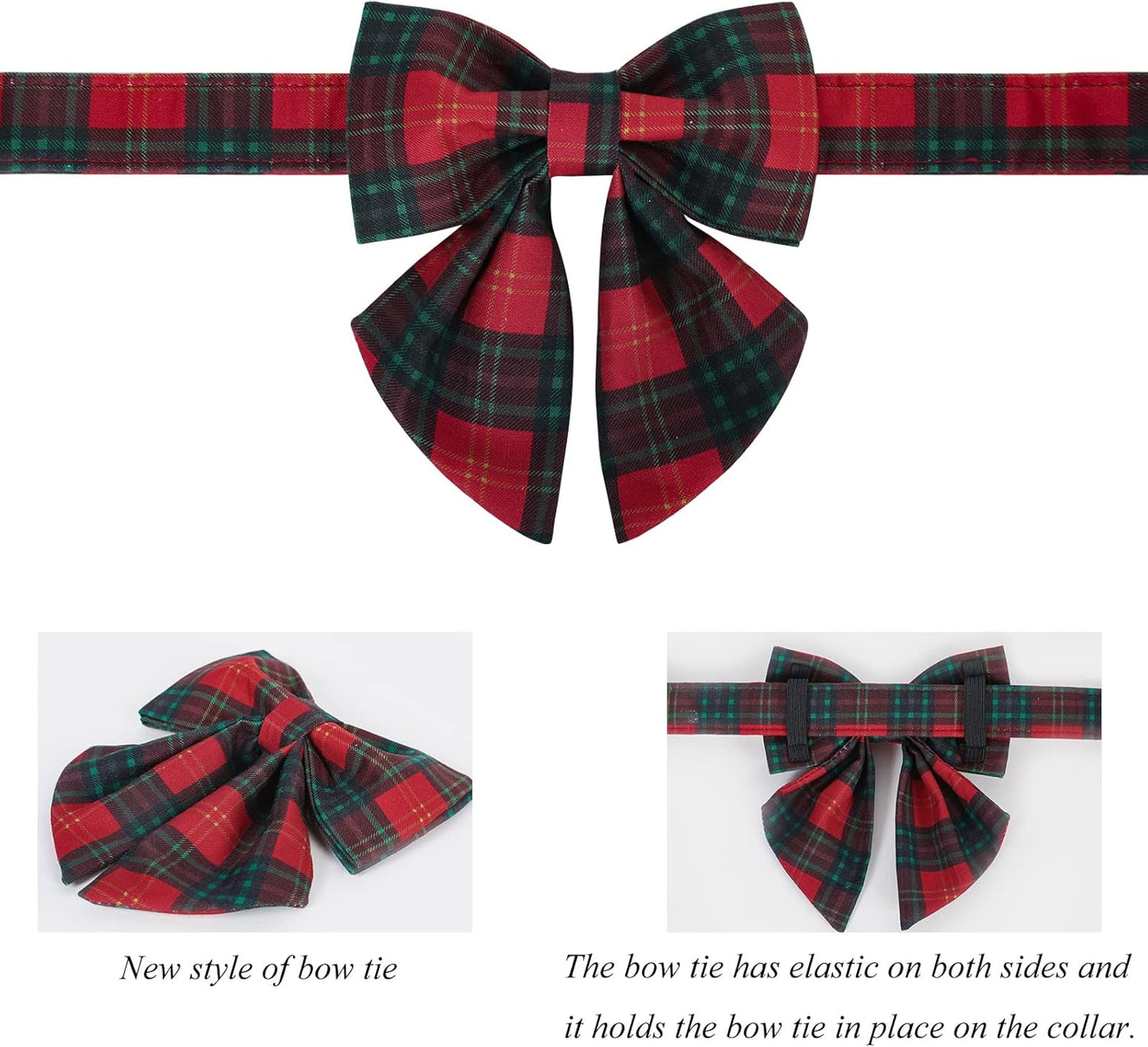 Lionet Paws Christmas Dog Collar with Sailor Bow, Bowtie for Dogs, Adjustable Comfortable Dog Collar Girl, S, Neck 10-16 in