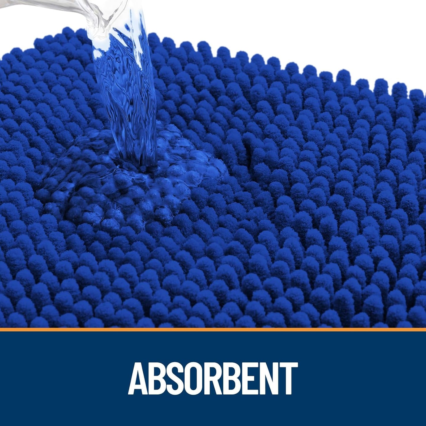 OLANLY Dog Door Mat for Muddy Paws 54x24, Absorbs Moisture and Dirt, Absorbent Non-Slip Washable Doormat, Quick Dry Chenille Mud Mat for Dogs, Entry Indoor Entryway Carpet for Inside Floor, Royal Blue