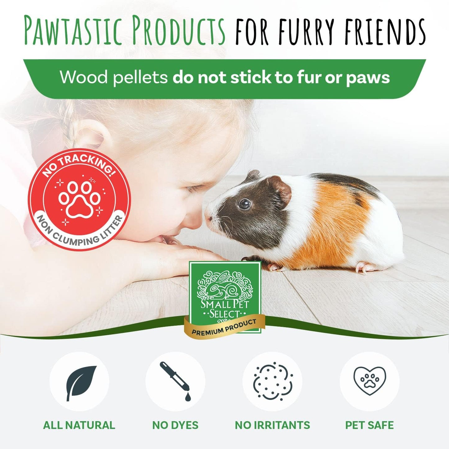 Small Pet Select Pine Pellet Bedding 8lb, Litter Pellets for Rabbit, Guinea Pig, Hamster, Bunny and other Small Animals, Made in USA, 8lb