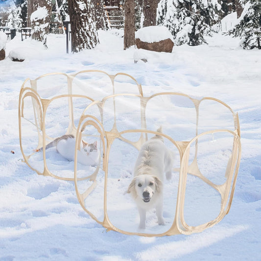 Cold Resistant Cat Playpen PVC Dog Playpen - Portable & Foldable Indoor Outdoor Puppy Playpen - Insulated 2-Room Dog TentCrate Cage Kennel, Playpen for Kitten, Small Animals Play Pen