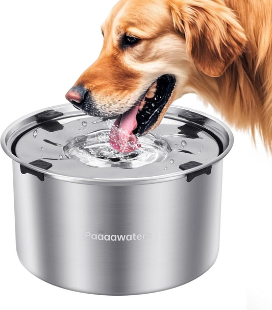 5.6L/190oz Large Dog Water Bowl No Spill, No Drip Dog Water Dispenser with Floating Disk, Stainless Steel Slow Drinking Bowl for Small Medium & Large Dogs