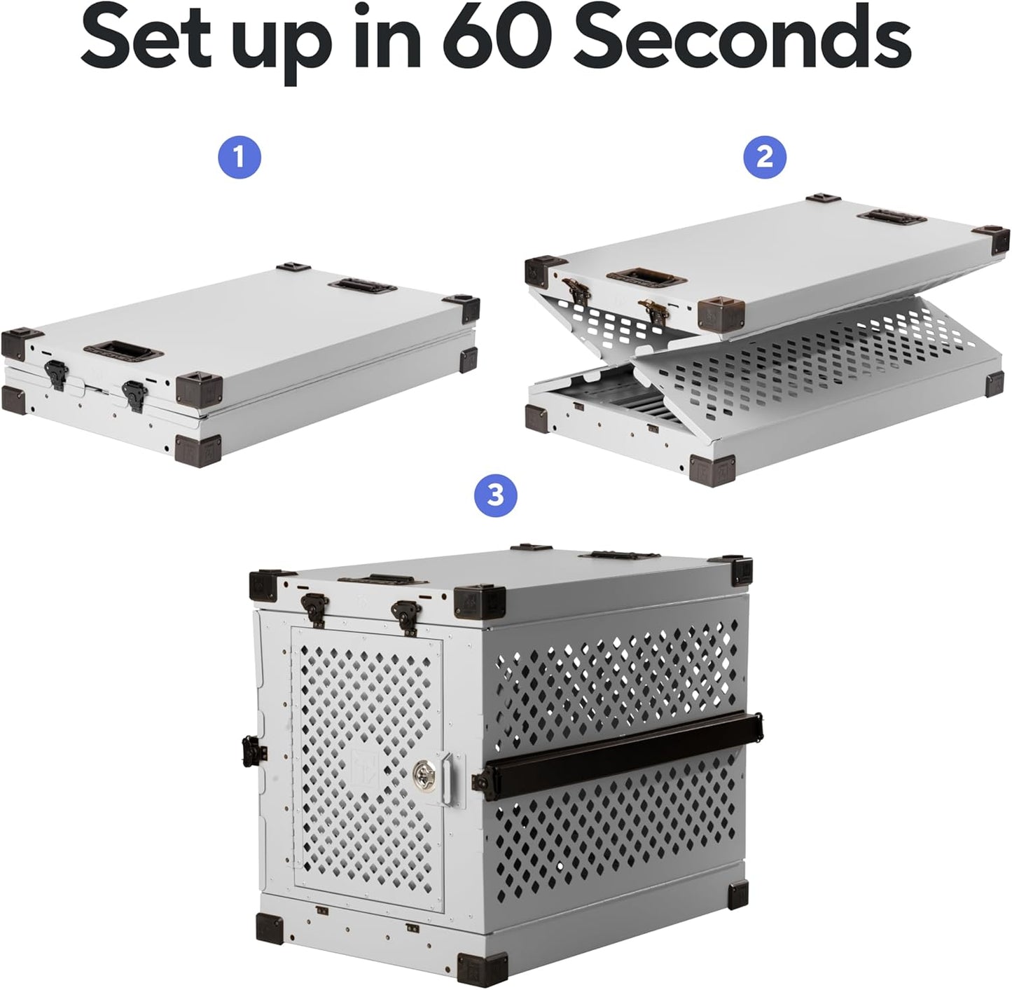 Impact Collapsible Dog Crate - Foldable Hard Crate for XXL Dogs - Heavy Duty Travel Kennel with Powder-Coated Aluminum - Quick Setup for Indoor & Outdoor (Black, 48" (48" L x 27" W x 33" H))