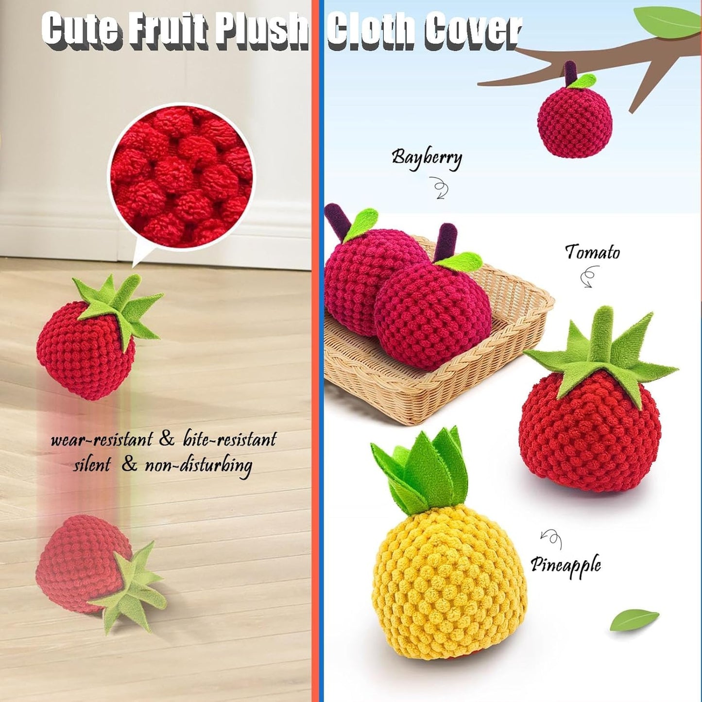 Zoomie Buddy 2.0, Zoomie Buddy for Dogs, 2 in 1 Smart Touch Interactive Dog Balls ＆ Pet Feeder, 2.83" Diameter, Suitable for Small/Medium Dogs, with Fruit Plush Cover (2*Orange, Only)