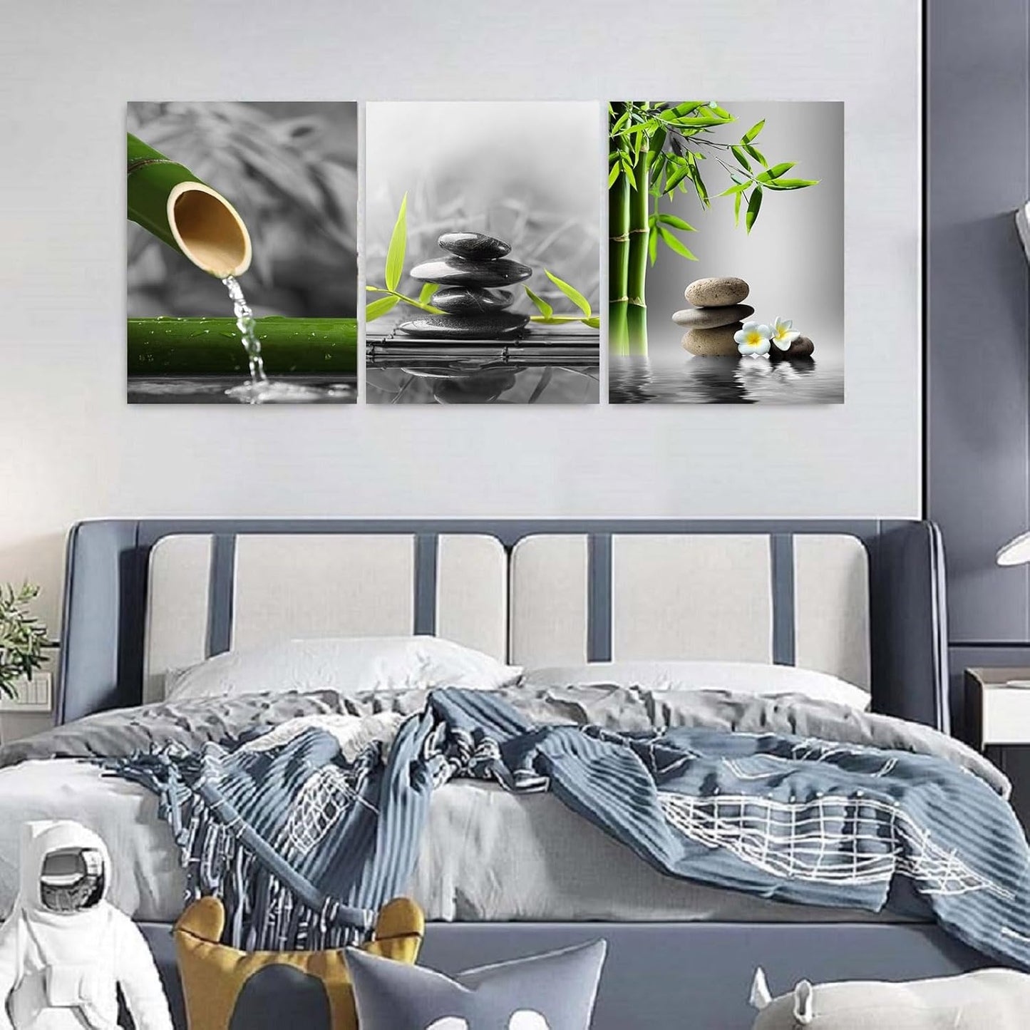 Yxbhhym-Bathroom Decor Black and White Zen Wall Art Gray Green Room Decor Zen Poster Canvas Pictures Zen Artwork for Spa Living Room Wall Decoration Wall Art Bedroom Home Decor Framed Prints Art