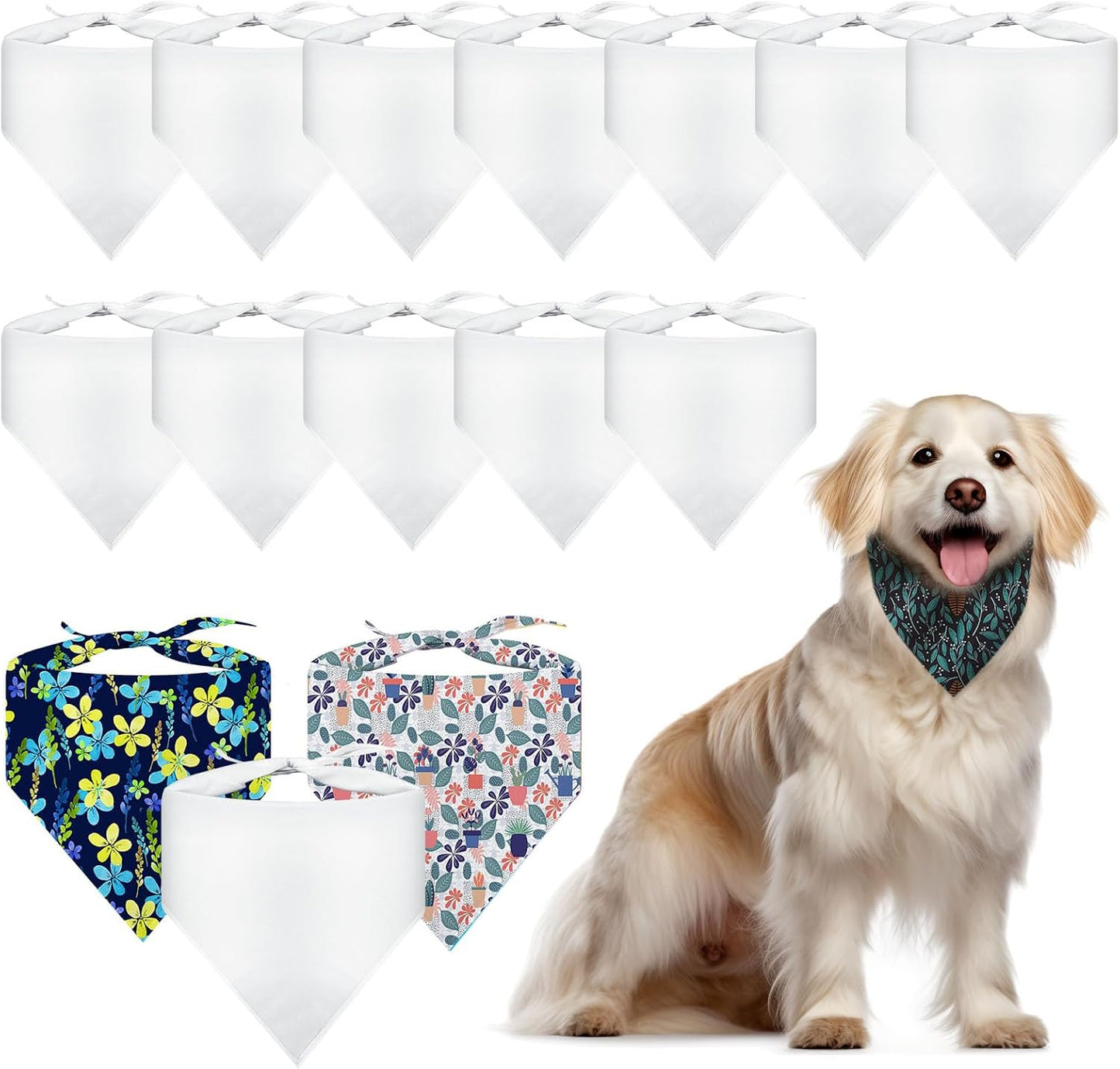 15 PCS Sublimation Blank Dog Bandana,DIY Custom Holiday Dog Scarf, Sublimation pet Triangle bib Handkerchief Accessories Tags Blanks Bulk