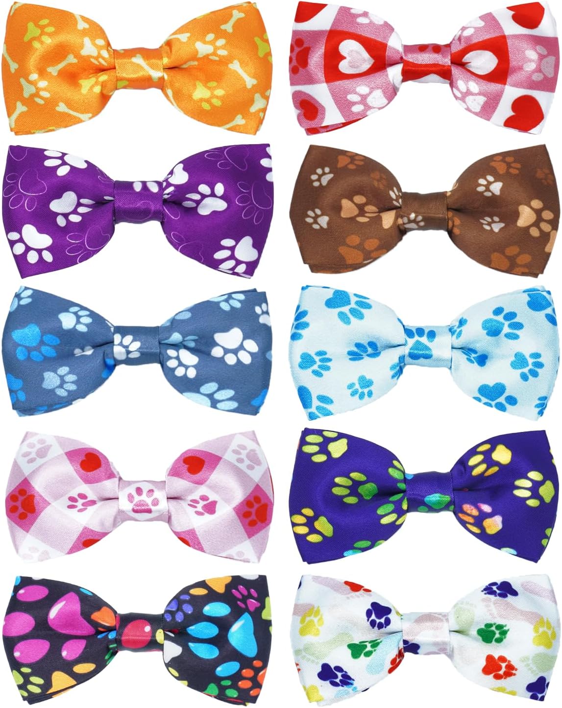 PET SHOW 10 Pack Paw Big Dog Bow Ties for Large Medium Dogs Sliding Collar Attachments Bone Bowties Cute Bowknots Wedding Party Holiday Pet Grooming Accessories(Large)