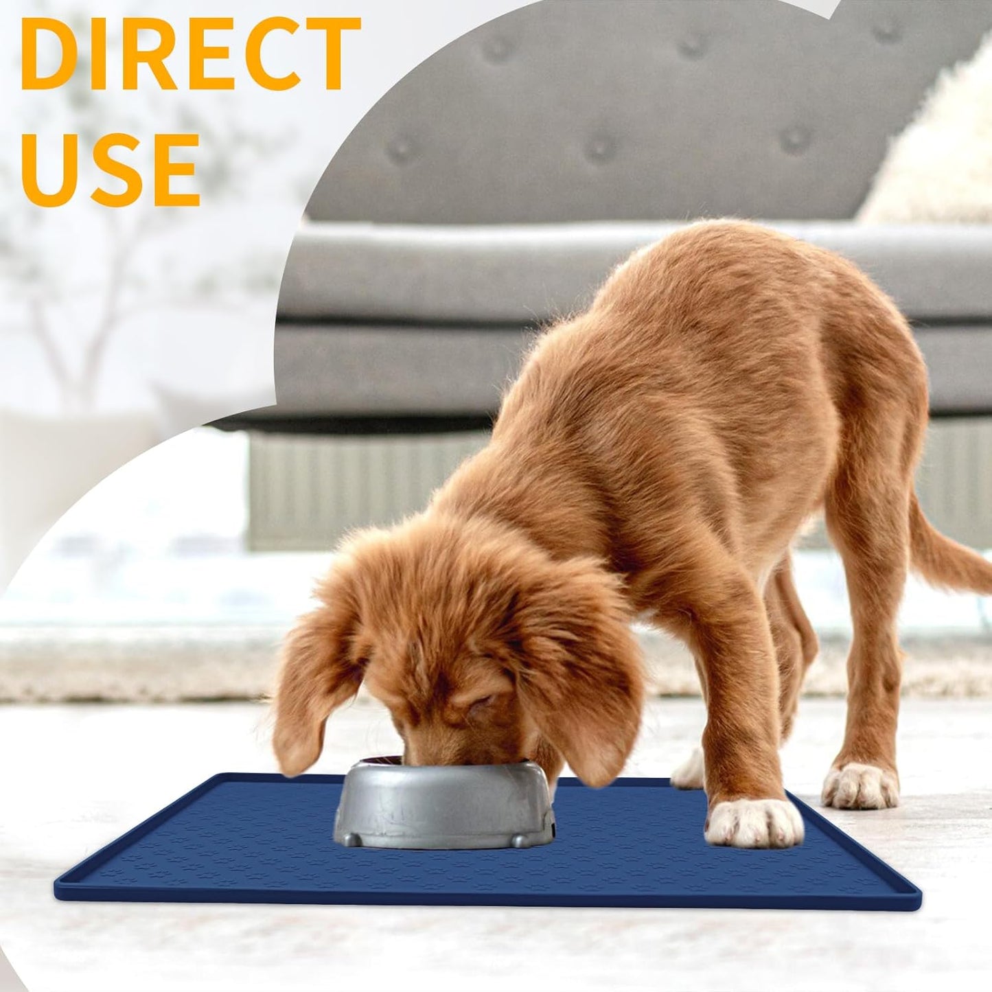 Ptlom Silicone Pet Placemat for Dog and Cat, Waterproof Anti-Slip Pet Feeding Bowl Mats for Food and Water, Small Medium Large Tray Mat Prevent Residues from Spilling to Floor, Navy Blue, 31.5" 23.6"