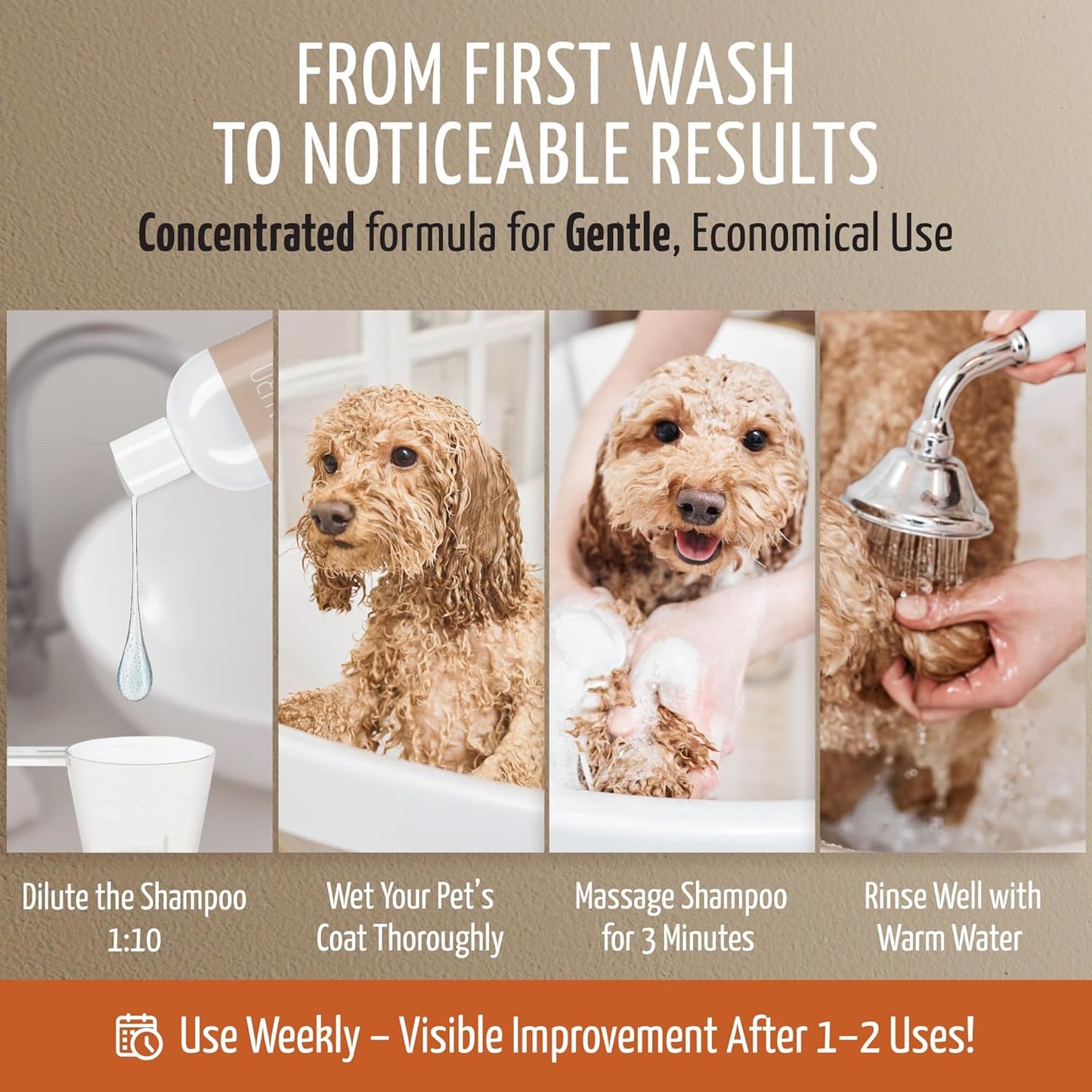 Tauro Pro Line Dog Shampoo for Itchy Skin Relief, Exfoliating Pet Wash Scrub for Deep Cleansing, Pet Shampoo for Dogs, Cat & Puppy Sensitive Skin (Derma Care 13.5 Fl Oz)