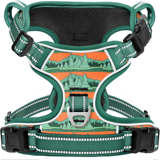 Timos No Pull Dog Harness,No Choke Front Clip Dog Reflective Harness,Adjustable Soft Padded Pet Vest with Easy Control Handle for Small Dogs,Wilderness,S