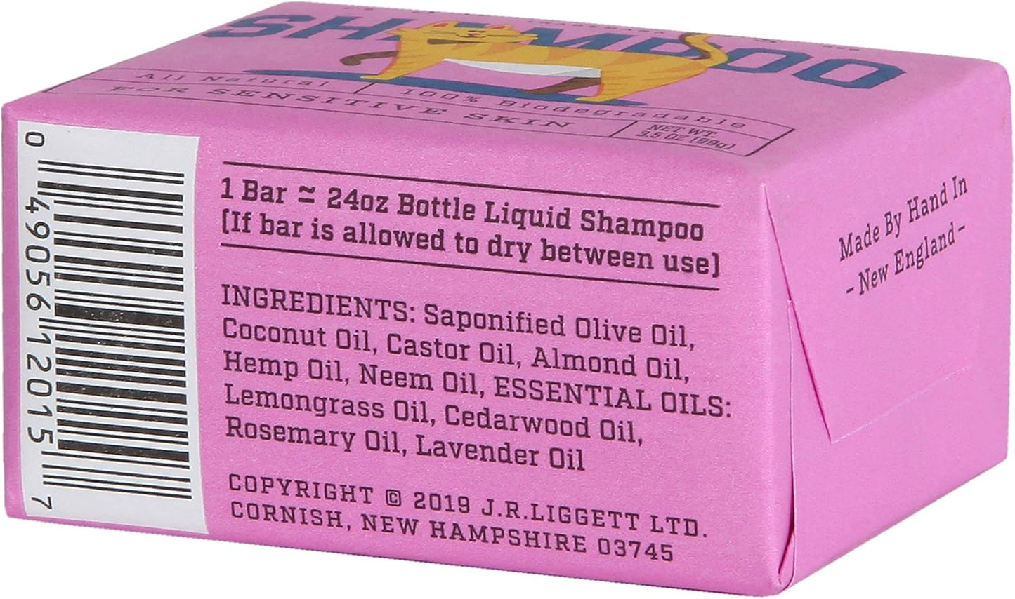 JR Liggett’s Natural Cat Shampoo Bar for Sensitive Skin - 100% Detergent Free, Non-GMO & Biodegradable - Tear-Free, Hypoallergenic Formula Soothes Dry Itchy Skin - Safe for Puppies - 3.5 oz Bar