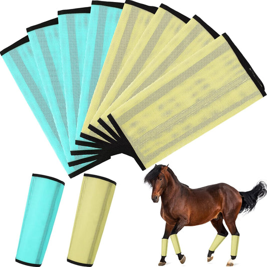 8 Pcs Mesh Fly Boots for Horse Breathable Mesh Horse Boots Protective Horse Leg Wraps Horse Leggings for Preventing Flies and Mosquitoes Bites (Light Pink, Dark Pink)