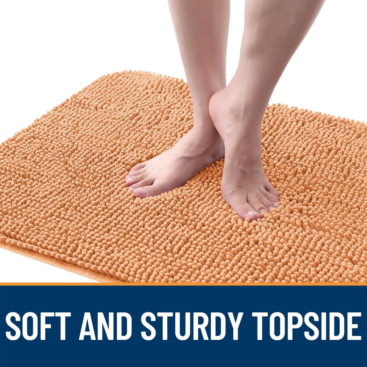 OLANLY Dog Door Mat for Muddy Paws 44x32, Absorbs Moisture and Dirt, Absorbent Non-Slip Washable Doormat, Quick Dry Chenille Mud Mat for Dogs, Entry Indoor Entryway Carpet for Inside Floor, Orange